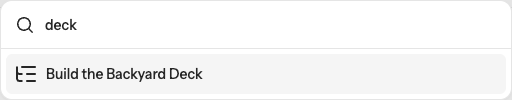 The Cmd+K search palette finding a project by name